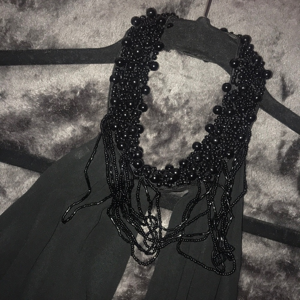Black beaded open back top!
